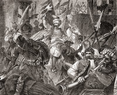 The Battle of Alcacer Quibir, 1578, from Ward and Locks Illustrated History of the World, pub. c.1882 by English School